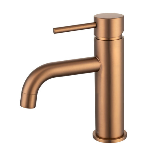 Mixx Anise Basin Mixer Curved Spout - Brushed Bronze-Blue Leaf Bathware &amp; Tiles