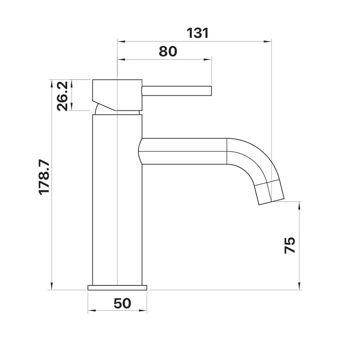 Mixx Anise Basin Mixer Curved Spout - Gun Metal-Blue Leaf Bathware &amp; Tiles