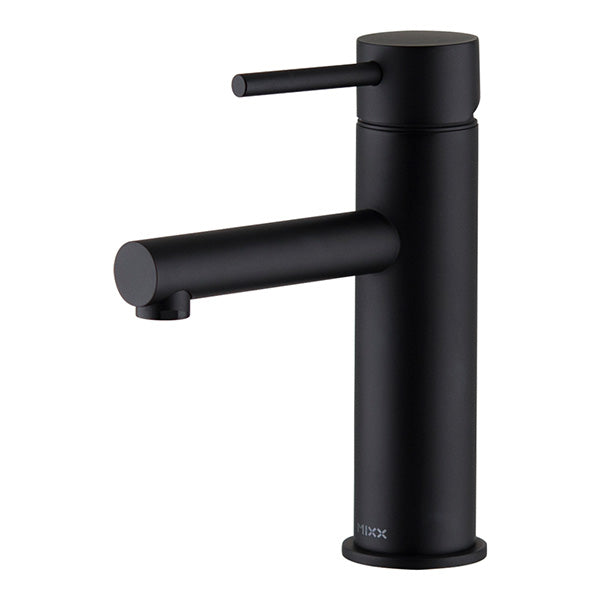 Mixx Anise Basin Mixer Straight Spout - Matt Black-Blue Leaf Bathware &amp; Tiles