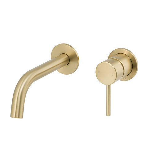 Mixx Anise Dual Wall Plate Mixer - Brushed Gold-Blue Leaf Bathware &amp; Tiles