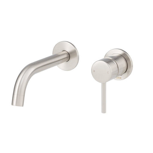 Mixx Anise Dual Wall Plate Mixer - Brushed Nickel-Blue Leaf Bathware &amp; Tiles