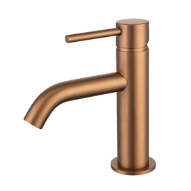Mixx Anise Eco Basin Mixer Curved Spout - Brushed Bronze-Blue Leaf Bathware &amp; Tiles