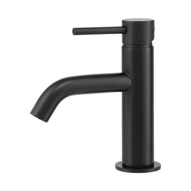 Mixx Anise Eco Basin Mixer Curved Spout - Matt Black-Blue Leaf Bathware &amp; Tiles