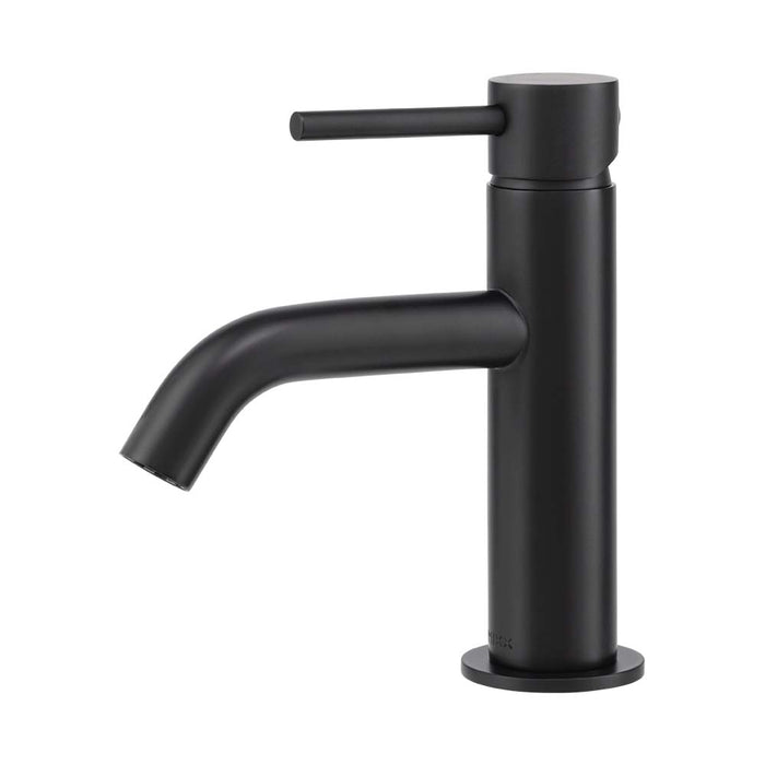 Mixx Anise Eco Basin Mixer Curved Spout - Matt Black-Blue Leaf Bathware &amp; Tiles