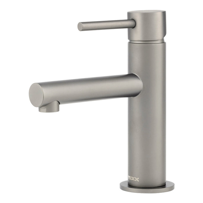 Mixx Anise Eco Basin Mixer Straight Spout - Gun Metal-Blue Leaf Bathware &amp; Tiles