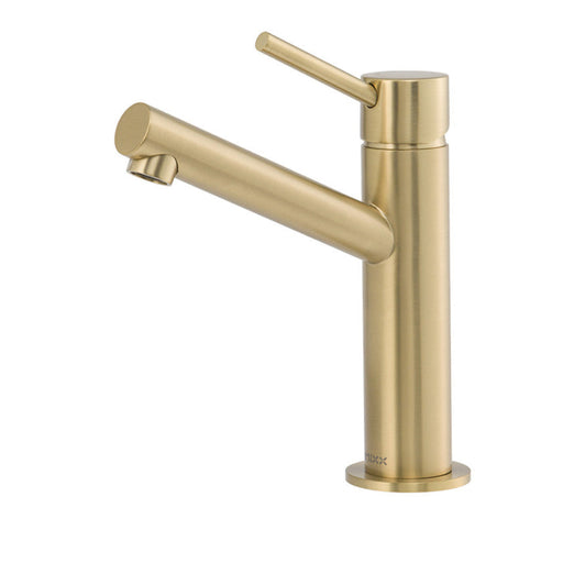 Mixx Anise Eco Basin Mixer Upswept Spout - Brushed Gold-Blue Leaf Bathware &amp; Tiles