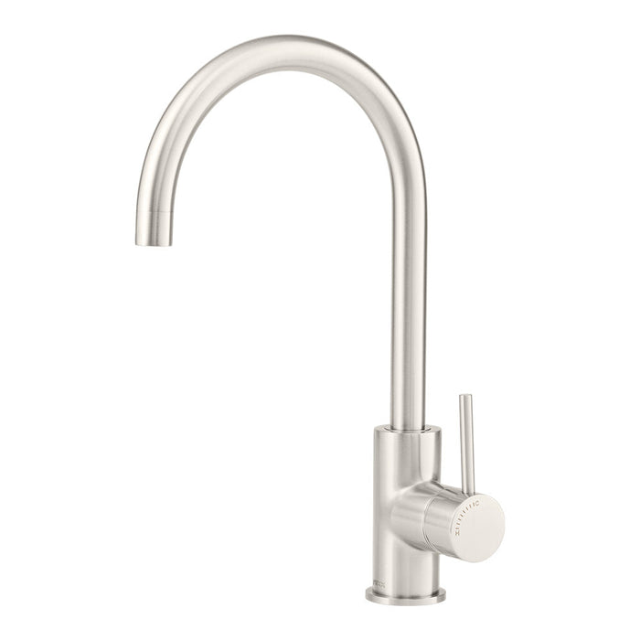 Mixx Anise Eco Round Sink Mixer - Brushed Nickel-Blue Leaf Bathware &amp; Tiles