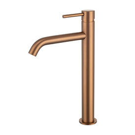 Mixx Anise Eco Tower Vessel Mixer Curved Spout - Brushed Bronze-Blue Leaf Bathware &amp; Tiles