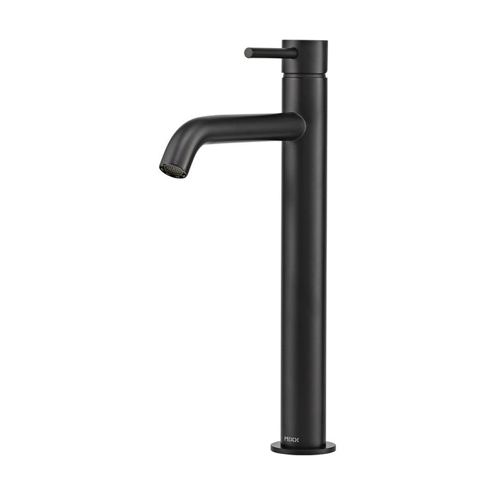 Mixx Anise Eco Tower Vessel Mixer Curved Spout - Matt Black-Blue Leaf Bathware &amp; Tiles