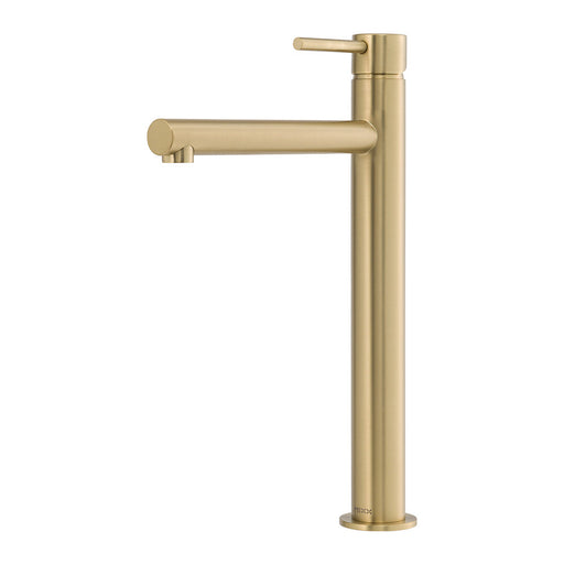 Mixx Anise Eco Tower Vessel Mixer Straight Spout - Brushed Gold-Blue Leaf Bathware &amp; Tiles
