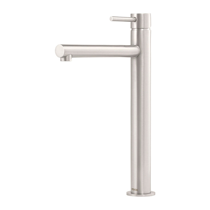 Mixx Anise Eco Tower Vessel Mixer Straight Spout - Brushed Nickel-Blue Leaf Bathware &amp; Tiles