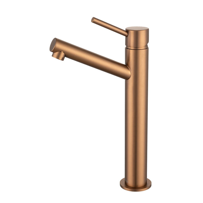 Mixx Anise Eco Tower Vessel Mixer Upswept Spout - Brushed Bronze-Blue Leaf Bathware &amp; Tiles