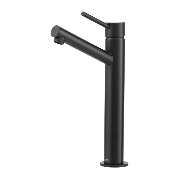 Mixx Anise Eco Tower Vessel Mixer Upswept Spout - Matt Black-Blue Leaf Bathware &amp; Tiles