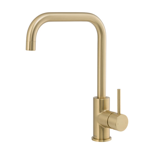 Mixx Anise Gooseneck Sink Mixer - Brushed Gold-Blue Leaf Bathware &amp; Tiles