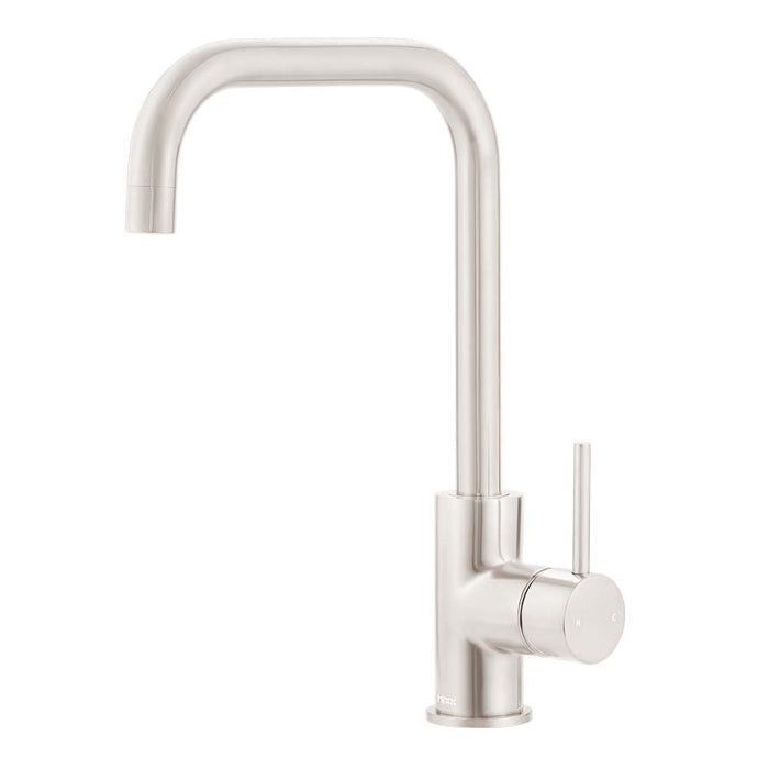 Mixx Anise Gooseneck Sink Mixer - Brushed Nickel-Blue Leaf Bathware &amp; Tiles