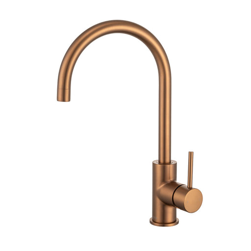 Mixx Anise Round Gooseneck Sink Mixer - Brushed Bronze-Blue Leaf Bathware &amp; Tiles