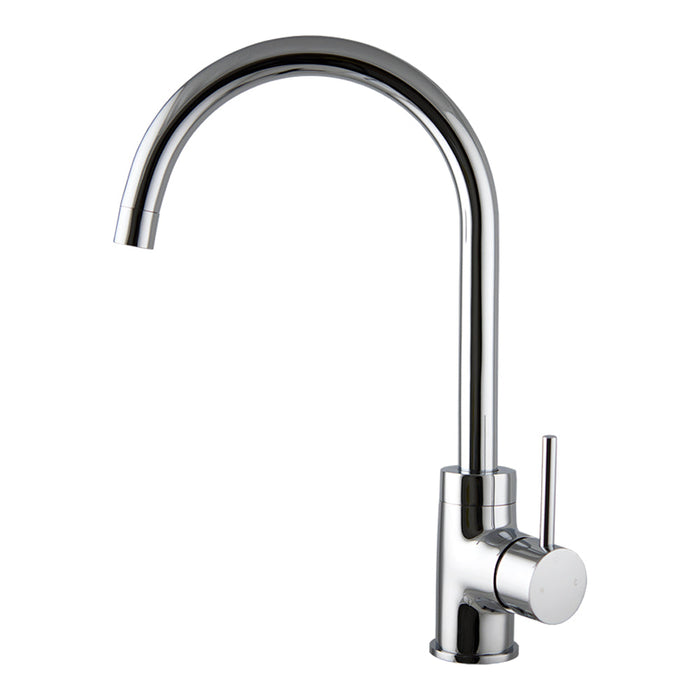 Mixx Anise Round Gooseneck Sink Mixer - Chrome-Blue Leaf Bathware &amp; Tiles