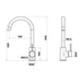 Mixx Anise Round Gooseneck Sink Mixer - Gun Metal-Blue Leaf Bathware &amp; Tiles
