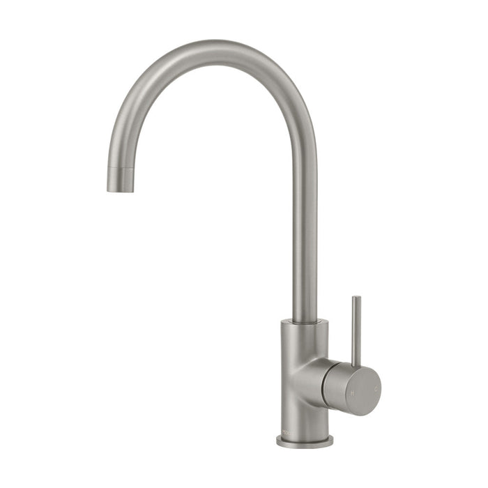 Mixx Anise Round Gooseneck Sink Mixer - Gun Metal-Blue Leaf Bathware &amp; Tiles