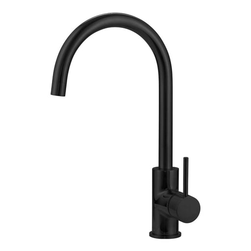 Mixx Anise Round Gooseneck Sink Mixer - Matt Black-Blue Leaf Bathware &amp; Tiles