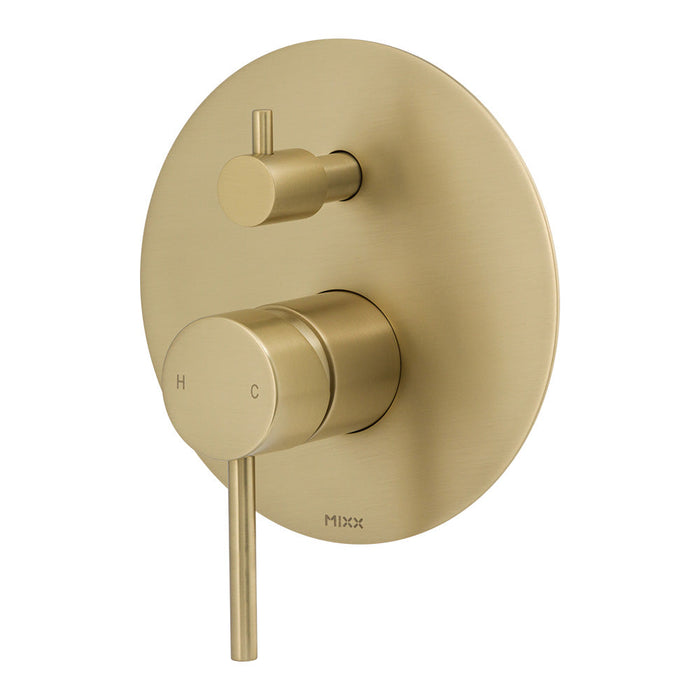 Mixx Anise Shower Diverter Mixer - Brushed Gold-Blue Leaf Bathware &amp; Tiles