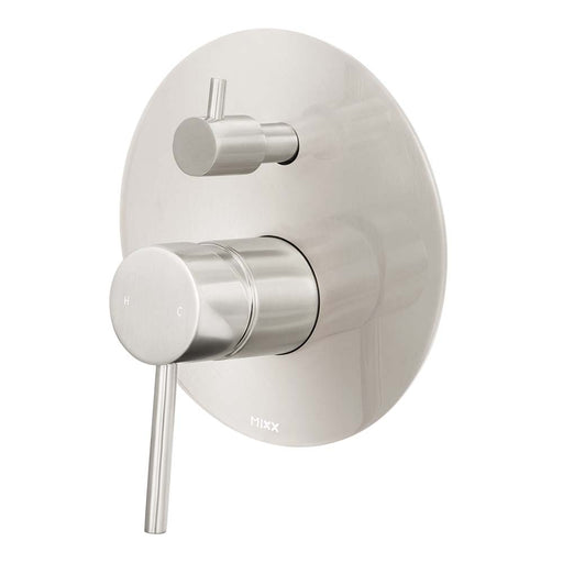 Mixx Anise Shower Diverter Mixer - Brushed Nickel-Blue Leaf Bathware &amp; Tiles