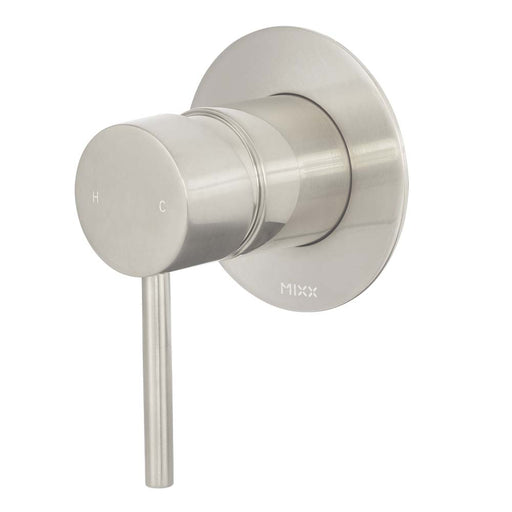 Mixx Anise Shower Mixer (80mm Backplate) - Brushed Nickel-Blue Leaf Bathware &amp; Tiles