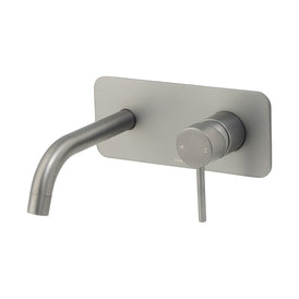 Mixx Anise Wall Plate Mixer 250mm Spout - Gun Metal-Blue Leaf Bathware &amp; Tiles