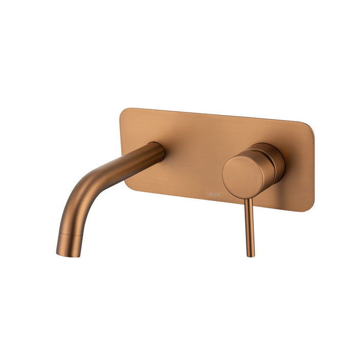 Mixx Anise Wall Plate Mixer With 180mm Spout - Brushed Bronze-Blue Leaf Bathware &amp; Tiles