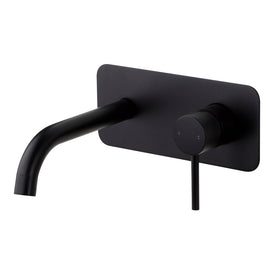 Mixx Anise Wall Plate Mixer With 180mm Spout - Matt Black-Blue Leaf Bathware &amp; Tiles