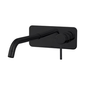 Mixx Anise Wall Plate Mixer With 210mm Spout - Matt Black-Blue Leaf Bathware &amp; Tiles