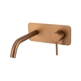 Mixx Anise Wall Plate Mixer With 210mm Spout Trim Kit - Brushed Bronze-Blue Leaf Bathware &amp; Tiles