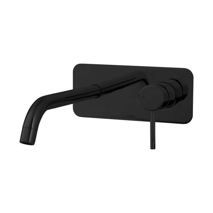 Mixx Anise Wall Plate Mixer With 210mm Spout Trim Kit - Matt Black-Blue Leaf Bathware &amp; Tiles