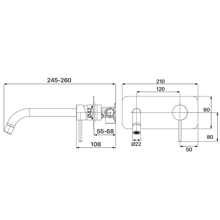 Mixx Anise Wall Plate Mixer With 250mm Spout - Chrome-Blue Leaf Bathware &amp; Tiles