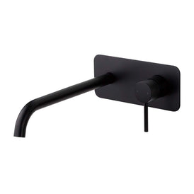 Mixx Anise Wall Plate Mixer With 250mm Spout - Matt Black-Blue Leaf Bathware &amp; Tiles