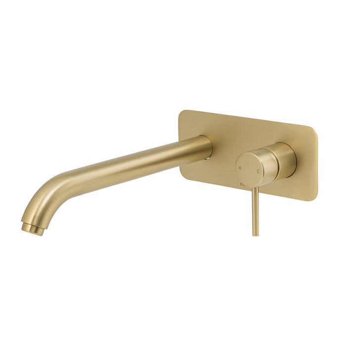 Mixx Anise Wall Tub Mixer - Brushed Gold-Blue Leaf Bathware &amp; Tiles