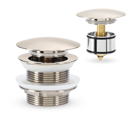 Mixx Bath Dome Pop Up Waste 40mm With Pullout Centre - Brushed Nickel-Blue Leaf Bathware &amp; Tiles