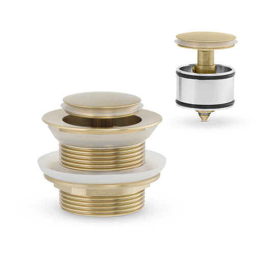 Mixx Bath Pop Up Waste 40mm With Pullout Centre - Brushed Gold-Blue Leaf Bathware &amp; Tiles