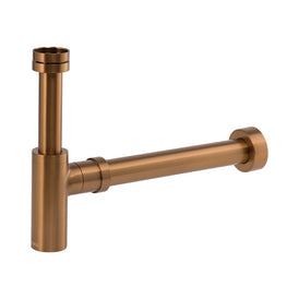 Mixx Brass Bottle Trap Round - Brushed Bronze-Blue Leaf Bathware &amp; Tiles