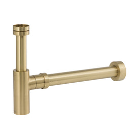 Mixx Brass Bottle Trap Round - Brushed Gold-Blue Leaf Bathware &amp; Tiles