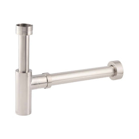 Mixx Brass Bottle Trap Round - Brushed Nickel-Blue Leaf Bathware &amp; Tiles