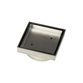 Mixx Brass Tile Grate Square 100mm - Brushed Nickel-Blue Leaf Bathware &amp; Tiles
