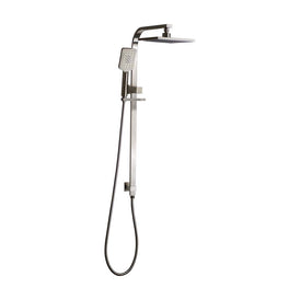 Mixx Chai Twin Shower - Brushed Nickel-Blue Leaf Bathware &amp; Tiles