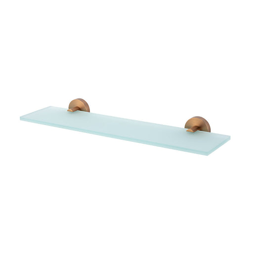 Mixx Chia Glass Shower Shelf 450mm - Brushed Bronze-Blue Leaf Bathware &amp; Tiles