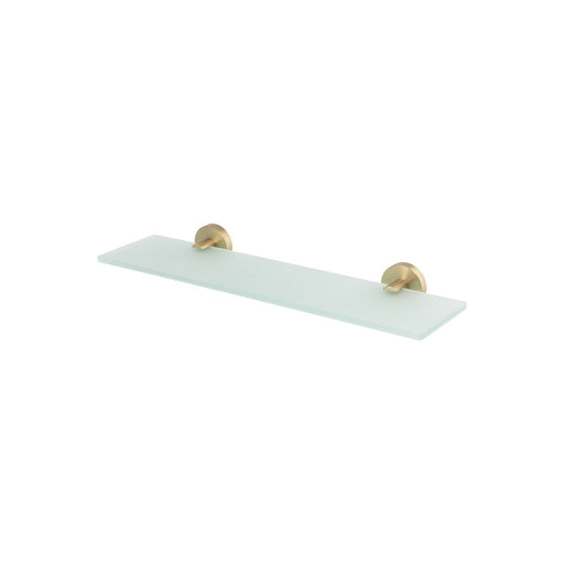 Mixx Chia Glass Shower Shelf 450mm - Brushed Gold-Blue Leaf Bathware &amp; Tiles
