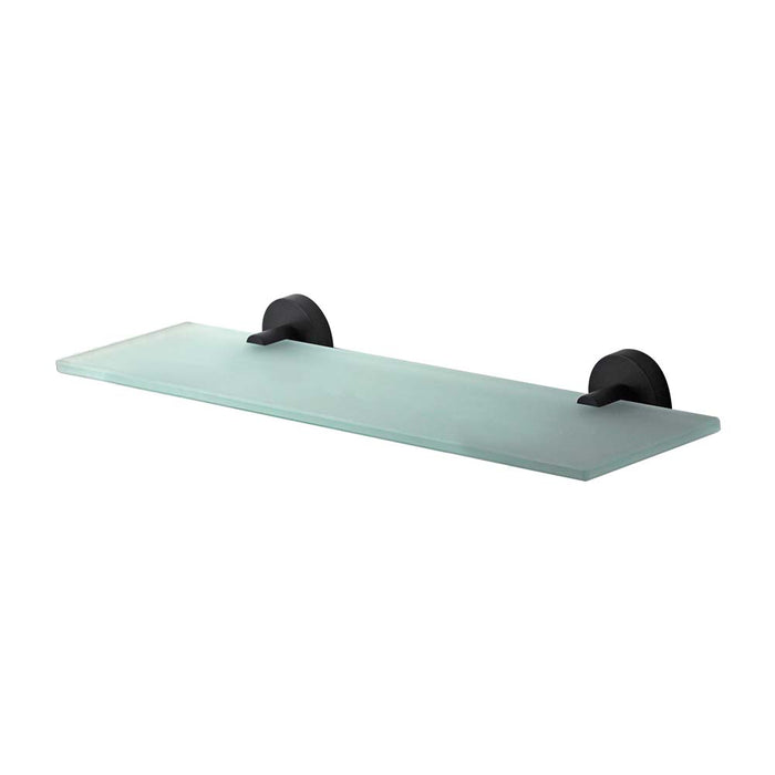 Mixx Chia Glass Shower Shelf 450mm - Matt Black-Blue Leaf Bathware &amp; Tiles