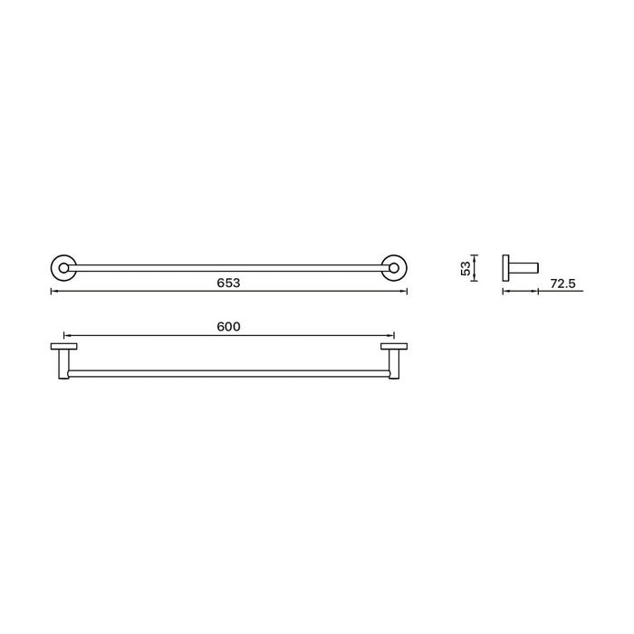 Mixx Chia Single Towel Rail 600mm - Brushed Bronze-Blue Leaf Bathware &amp; Tiles