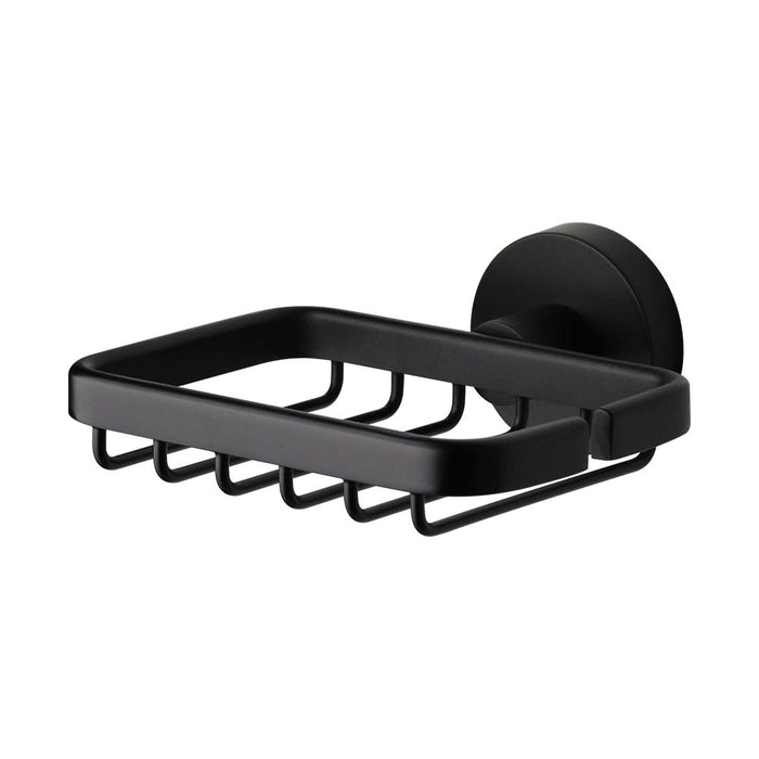 Mixx Chia Soap Basket - Matt Black-Blue Leaf Bathware &amp; Tiles