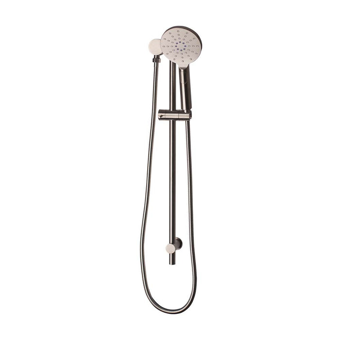 Mixx Matcha Rail Shower - Brushed Nickel-Blue Leaf Bathware &amp; Tiles