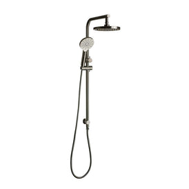 Mixx Matcha Twin Shower - Brushed Nickel-Blue Leaf Bathware &amp; Tiles